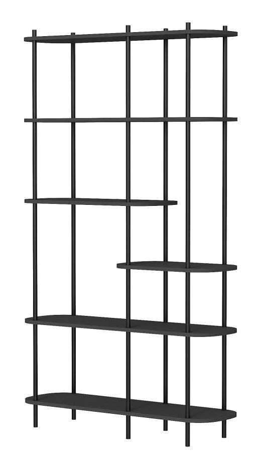 NORDLYS Goteborg bokhylle, m. 5 hyller - svart tre og sort metall