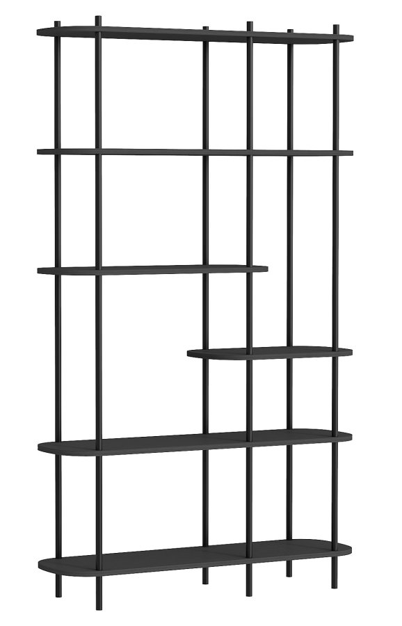 NORDLYS Goteborg bokhylle, m. 5 hyller - svart tre og sort metall