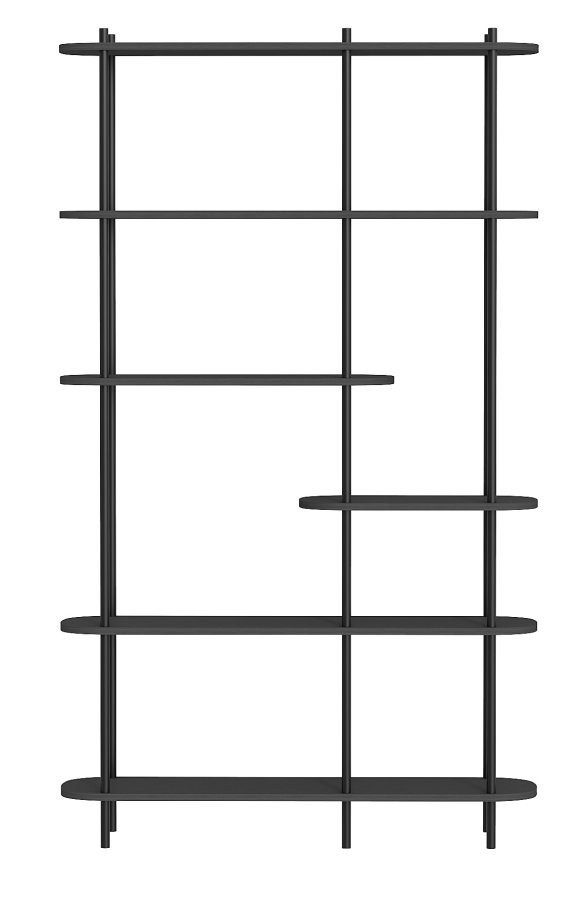 NORDLYS Goteborg bokhylle, m. 5 hyller - svart tre og sort metall