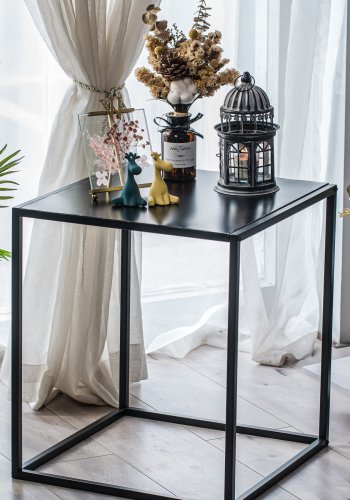 NORDLYS Hagen sidebord, firkantet - svart metall (45x45)