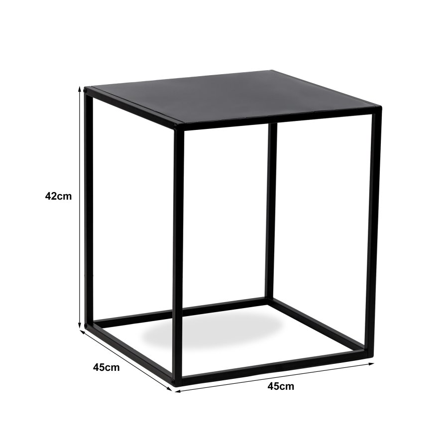 NORDLYS Hagen sidebord, firkantet - svart metall (45x45)