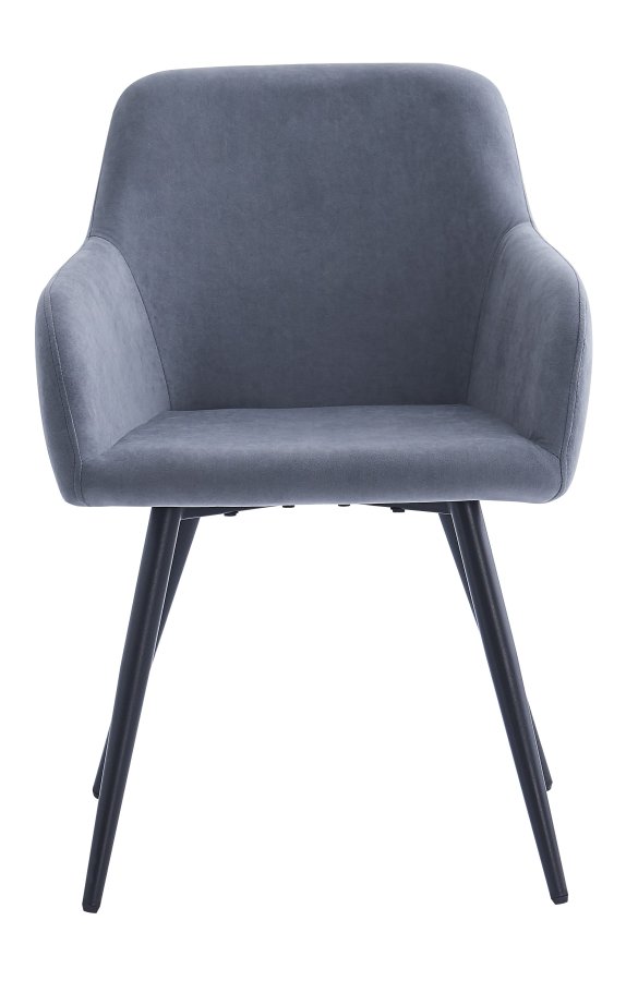 NORDLYS Holm spisebordsstol, med armlener - gr flyel og sort metall