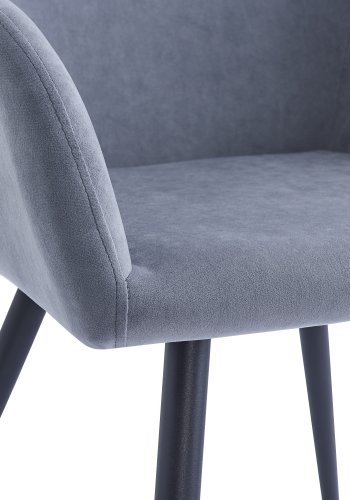 NORDLYS Holm spisebordsstol, med armlener - gr flyel og sort metall