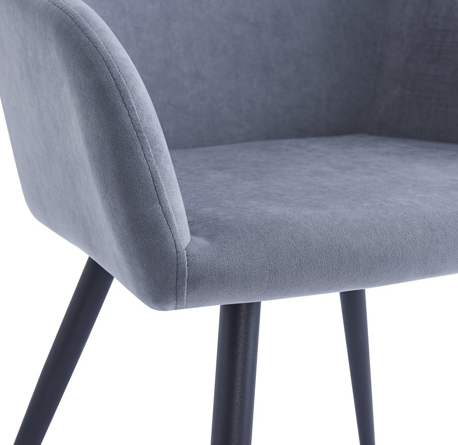 NORDLYS Holm spisebordsstol, med armlener - gr flyel og sort metall