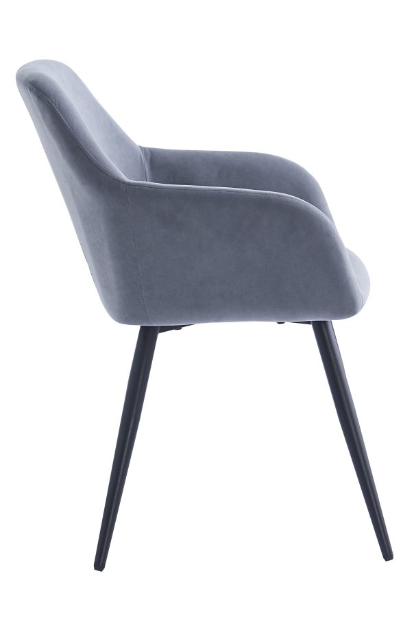 NORDLYS Holm spisebordsstol, med armlener - gr flyel og sort metall