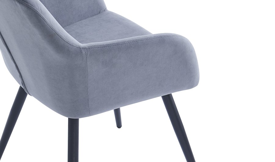 NORDLYS Holm spisebordsstol, med armlener - gr flyel og sort metall