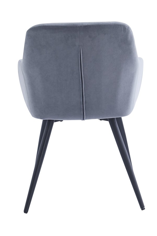 NORDLYS Holm spisebordsstol, med armlener - gr flyel og sort metall