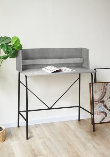 NORDLYS Houston datamaskinbord, rektangulrt - grtt tre og svart metall (90x48)