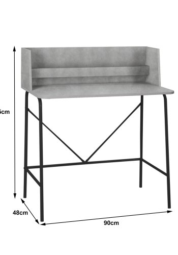 NORDLYS Houston datamaskinbord, rektangulrt - grtt tre og svart metall (90x48)