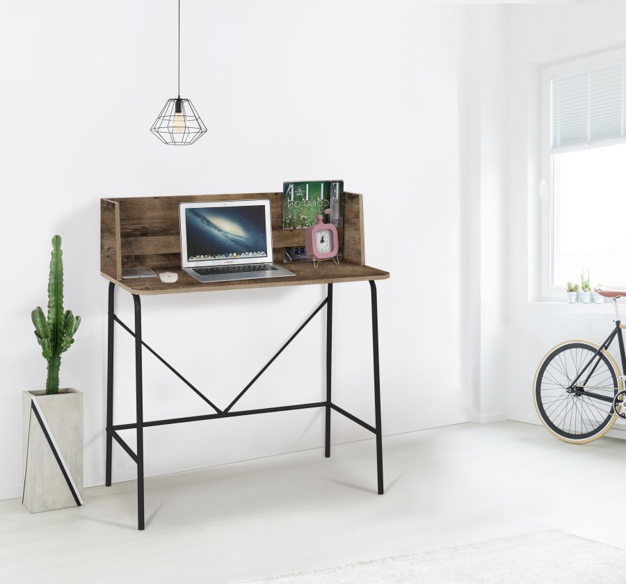 NORDLYS Houston databord, rektangulrt - brunt tre og svart metall (90x48)