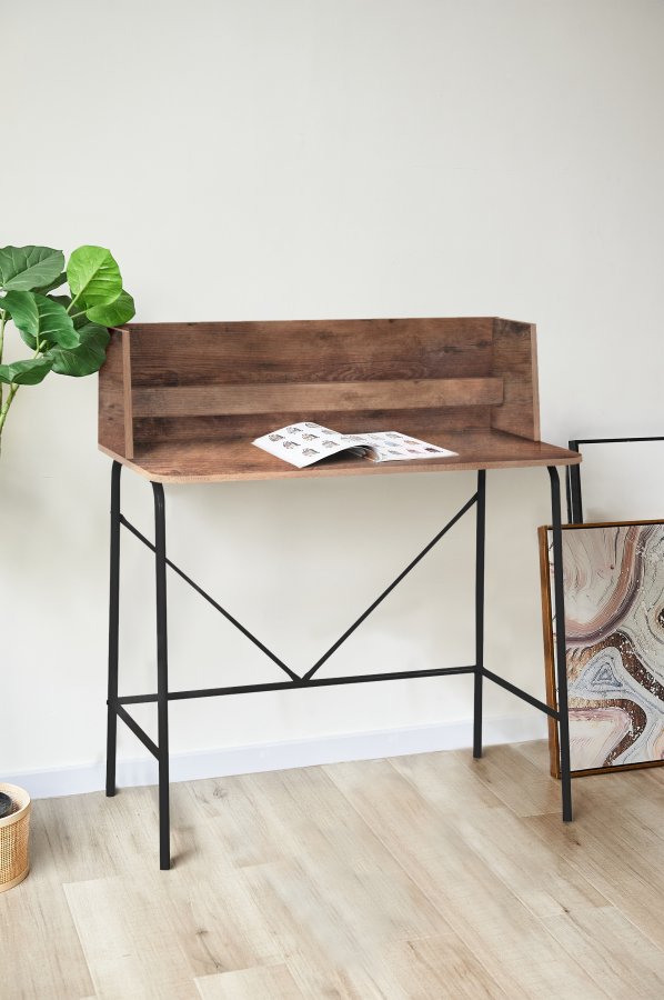 NORDLYS Houston databord, rektangulrt - brunt tre og svart metall (90x48)