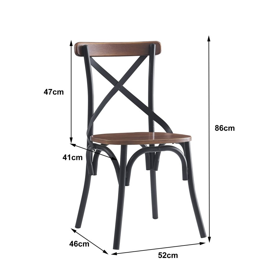 NORDLYS Howard spisebordstol - brunt asketre og sort metall