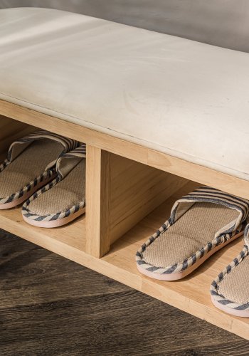 NORDLYS Isumi benk, m. hylle - naturrotting og tre (90x35)