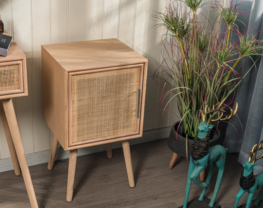 NORDLYS Kanoya nattbord, m. 1 dr - brun rotting og bk (40x38)