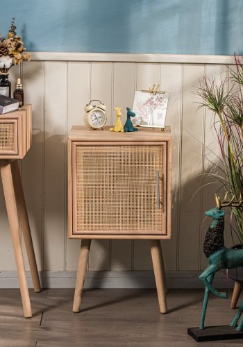 NORDLYS Kanoya nattbord, m. 1 dr - brun rotting og bk (40x38)