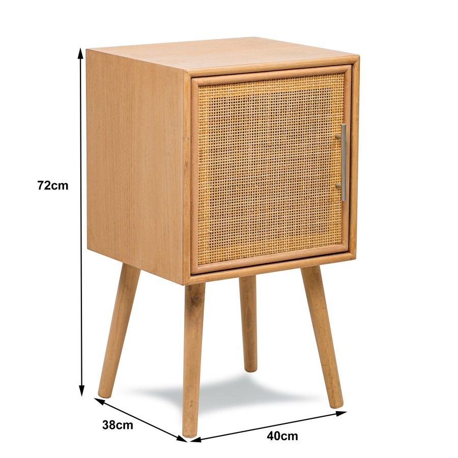 NORDLYS Kanoya nattbord, m. 1 dr - brun rotting og bk (40x38)