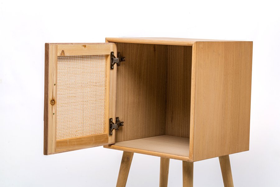 NORDLYS Kanoya nattbord, m. 1 dr - brun rotting og bk (40x38)