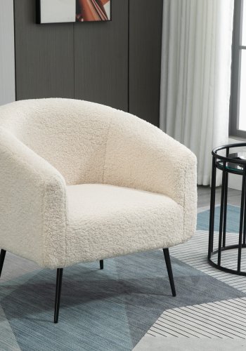 NORDLYS Kiruna lenestol - hvit ull og sort metall