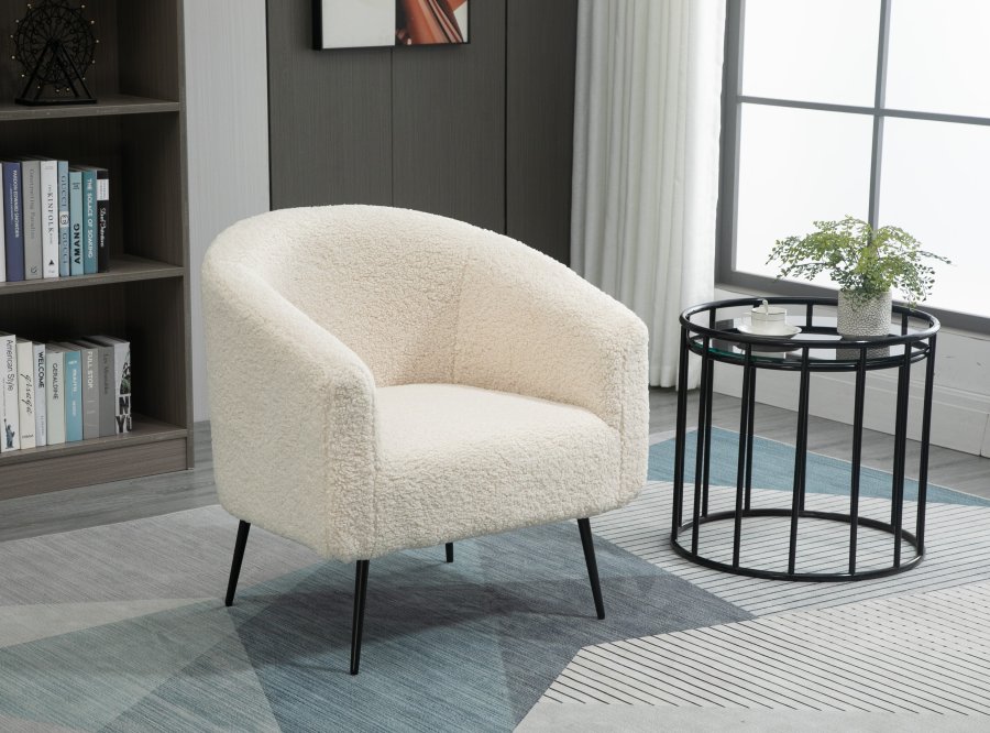 NORDLYS Kiruna lenestol - hvit ull og sort metall