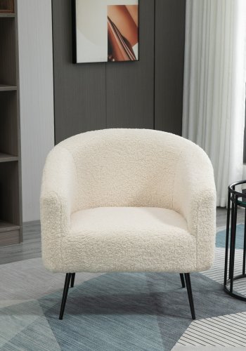 NORDLYS Kiruna lenestol - hvit ull og sort metall