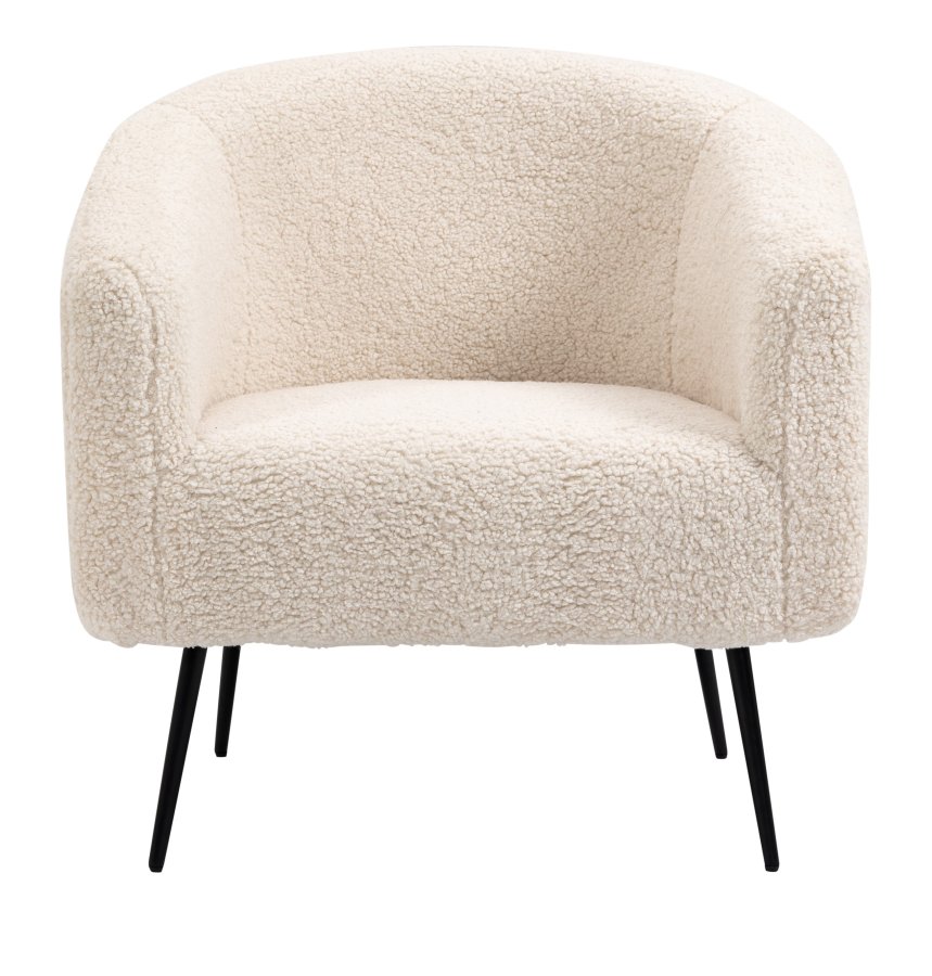 NORDLYS Kiruna lenestol - hvit ull og sort metall