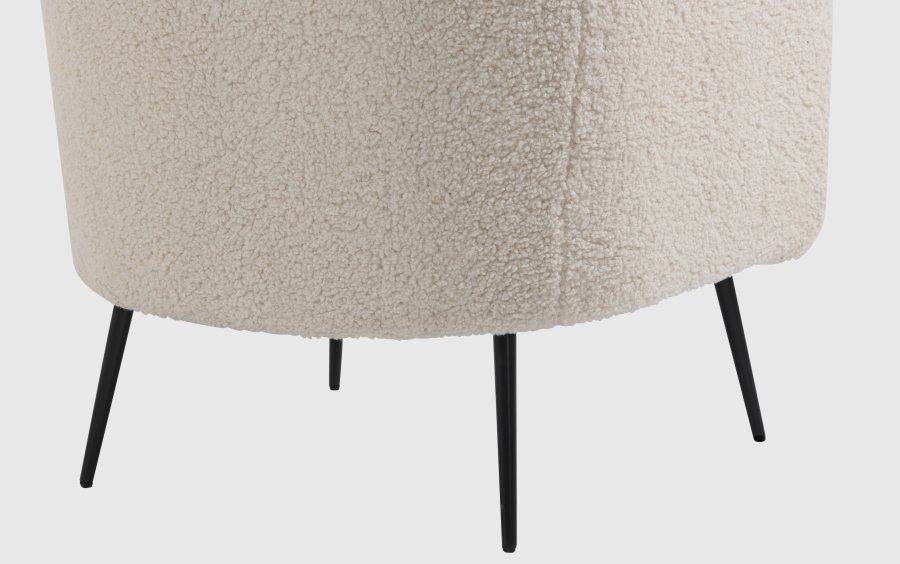 NORDLYS Kiruna lenestol - hvit ull og sort metall