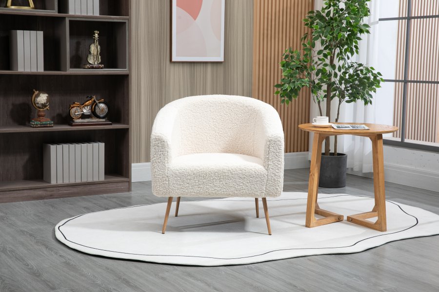 NORDLYS Kiruna lenestol - hvit ull og metall