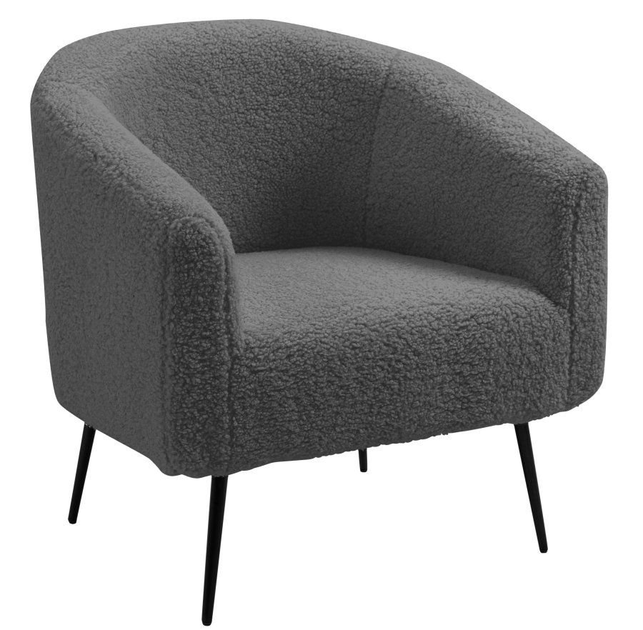 NORDLYS Kiruna lenestol - mrkegr ull og sort metall