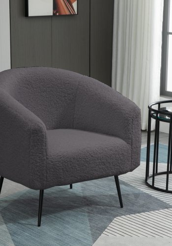 NORDLYS Kiruna lenestol - mrkegr ull og sort metall