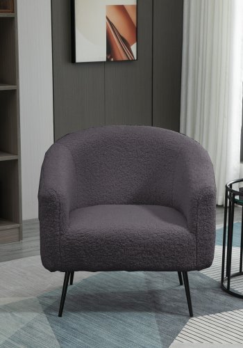 NORDLYS Kiruna lenestol - mrkegr ull og sort metall