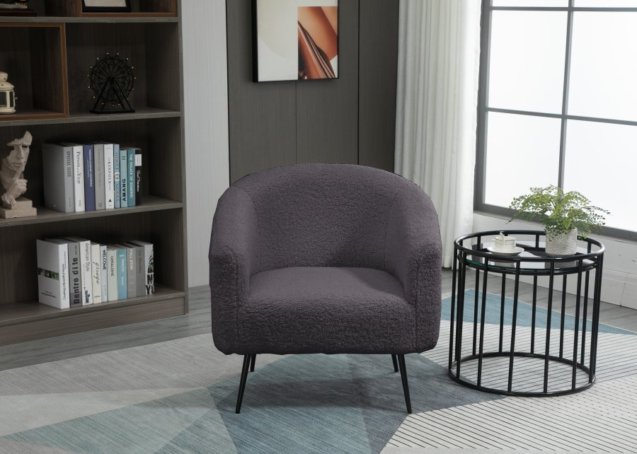 NORDLYS Kiruna lenestol - mrkegr ull og sort metall