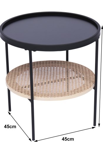 NORDLYS Kiryu sidebord, m. 1 hylle - svart metall og naturrotting (45)