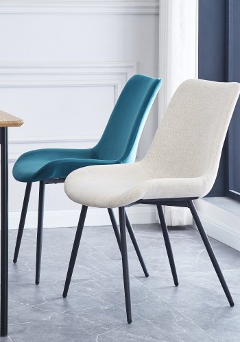 NORDLYS Koge spisebordsstol - beige stoff og sort metall