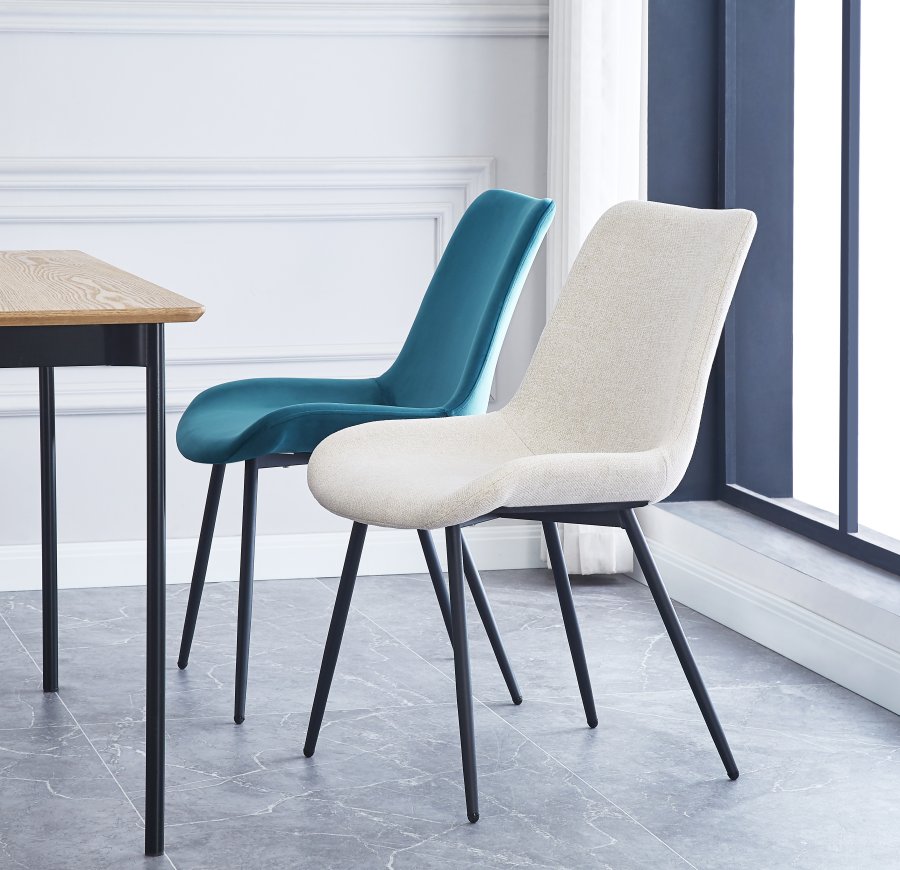 NORDLYS Koge spisebordsstol - beige stoff og sort metall