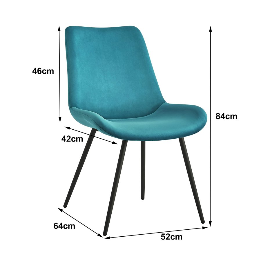 NORDLYS Koge spisestuestol - andebl velour og sort metall