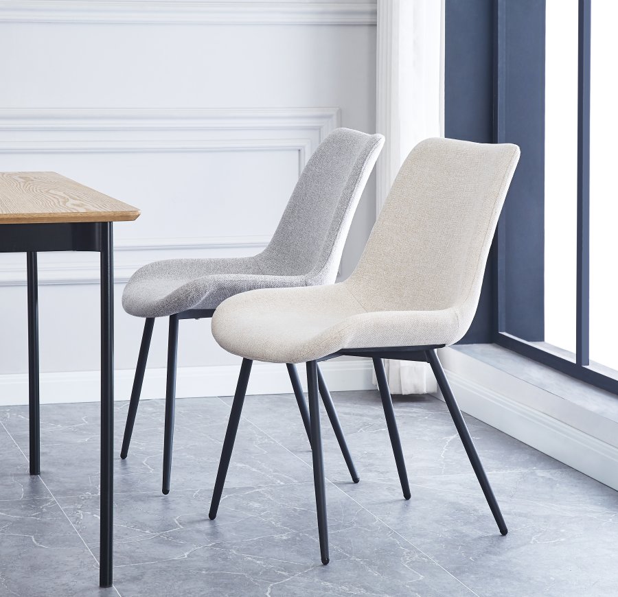 NORDLYS Koge spisebordsstol - grtt stoff og sort metall