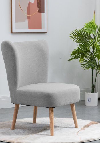 NORDLYS Kyoto lenestol - grtt stoff og naturlig bk