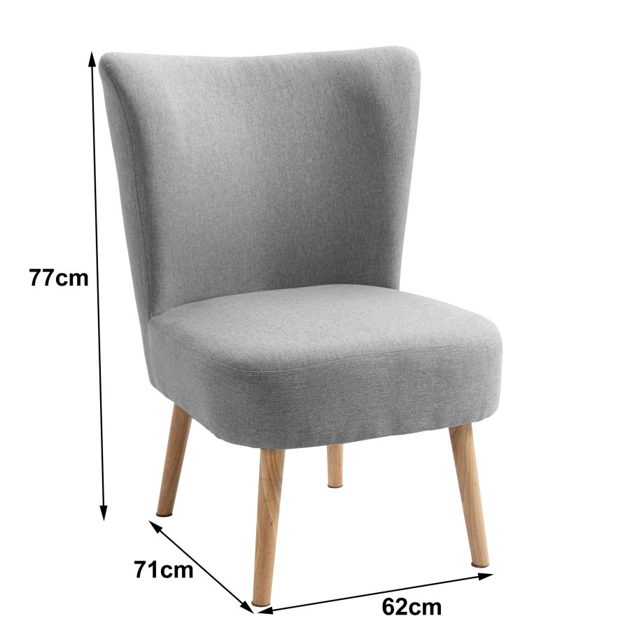 NORDLYS Kyoto lenestol - grtt stoff og naturlig bk