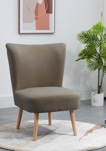 NORDLYS Kyoto Sessel - brauner Stoff und natürliche Buche