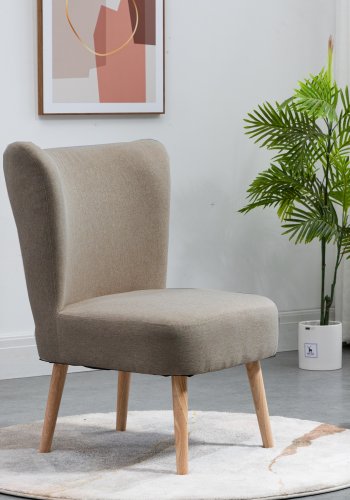 NORDLYS Kyoto Sessel - brauner Stoff und natürliche Buche