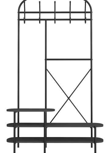 NORDLYS Lester garderobestativ, m. 5 kroker og 3 hyller - svart tre og metall (H:165)
