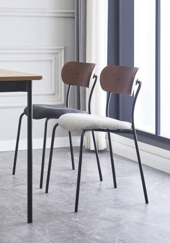 NORDLYS Lincoln spisestuestol, stabelbar - grtt stoff, tre og sort metall