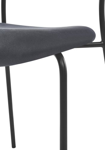 NORDLYS Lincoln spisestuestol, stabelbar - semsket skinn, tre og sort metall