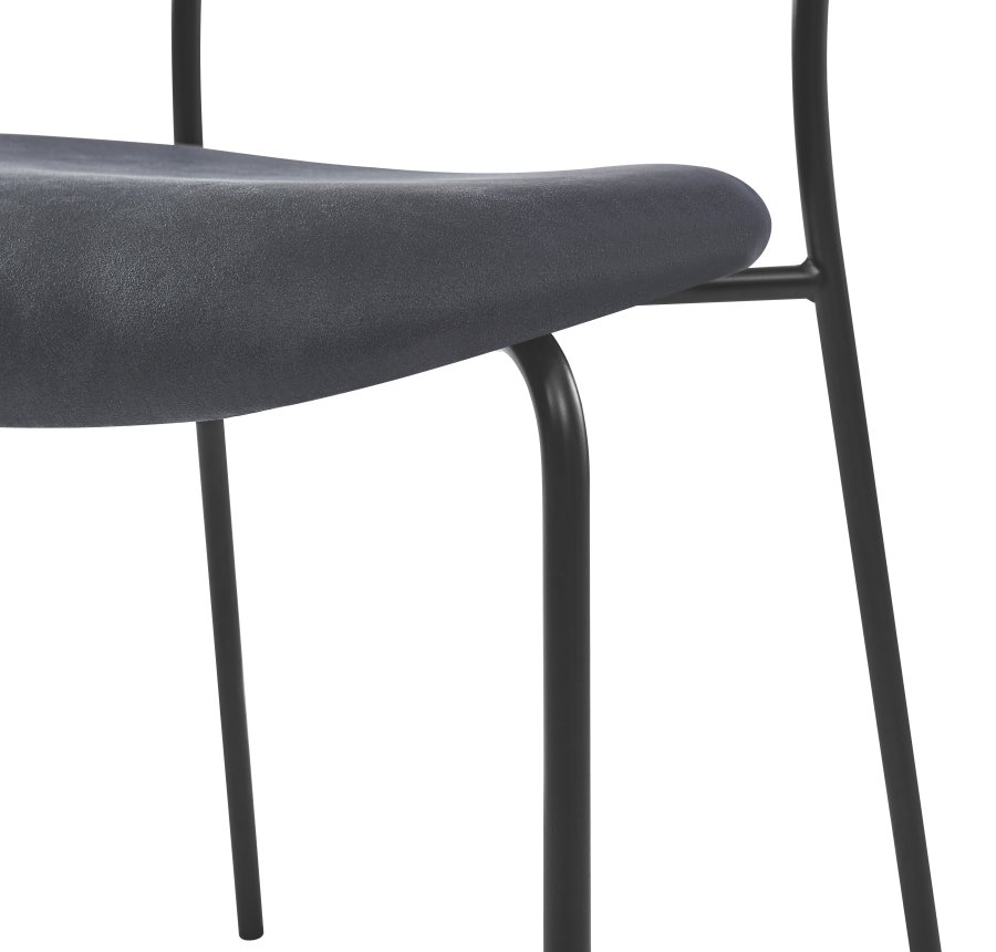 NORDLYS Lincoln spisestuestol, stabelbar - semsket skinn, tre og sort metall