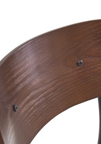 NORDLYS Lincoln spisestuestol, stabelbar - semsket skinn, tre og sort metall