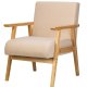 NORDLYS Louis loungestol, med armlener - beige flyel og naturlig bk