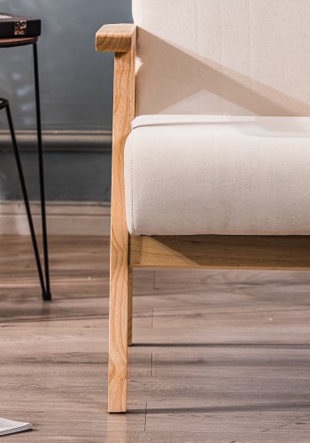 NORDLYS Louis loungestol, med armlener - beige flyel og naturlig bk