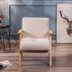 NORDLYS Louis loungestol, med armlener - beige flyel og naturlig bk