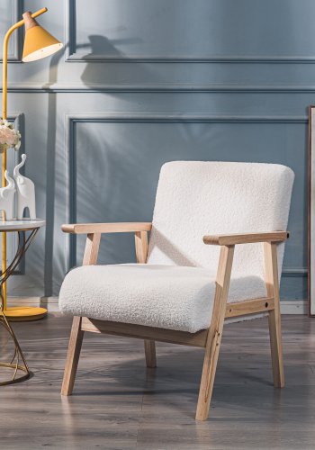 NORDLYS Louis loungestol, m. armln - hvid stof og natur bg