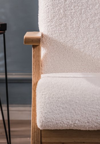 NORDLYS Louis loungestol, m. armln - hvid stof og natur bg